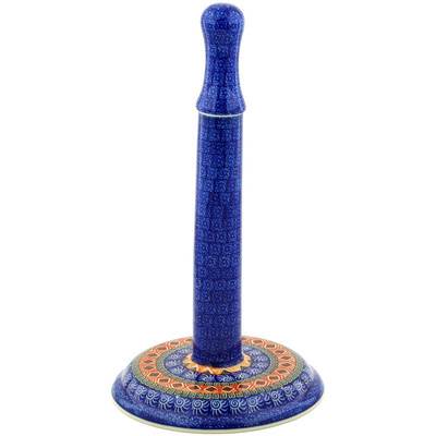 Polish Pottery Paper Towel Stand 13&quot; Aztec Night