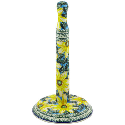 Polish Pottery Paper Towel Stand 13&quot; Black Eyed Susan UNIKAT