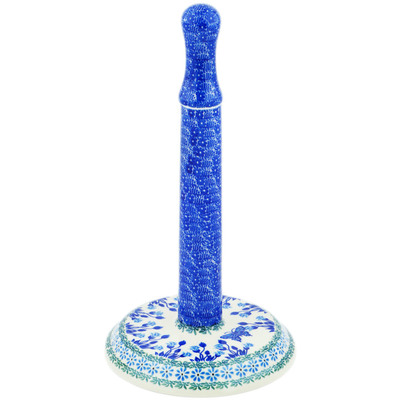 Polish Pottery Paper Towel Stand 13&quot; Blooming In Blue