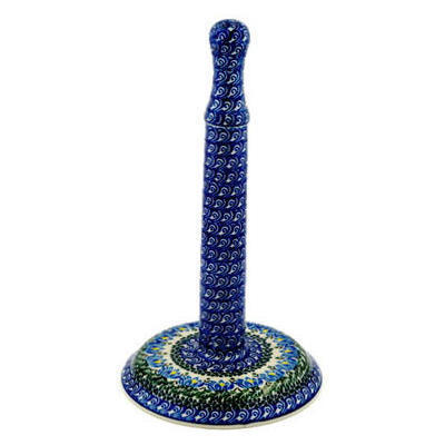Polish Pottery Paper Towel Stand 13&quot; Blue Blooms