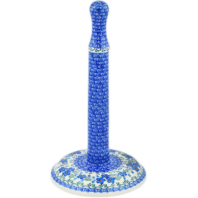 Polish Pottery Paper Towel Stand 13&quot; Blue Blossom
