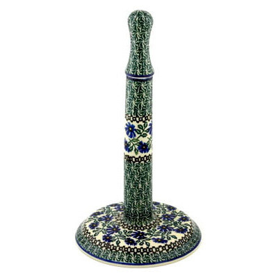 Polish Pottery Paper Towel Stand 13&quot; Blue Chicory