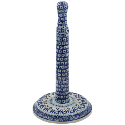 Polish Pottery Paper Towel Stand 13&quot; Blue Ice