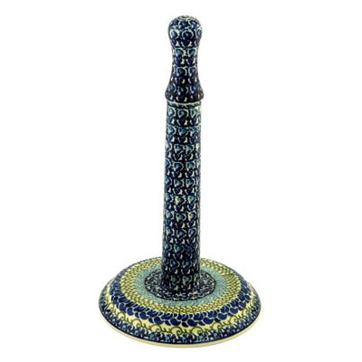 Polish Pottery Paper Towel Stand 13&quot; Blue Passion