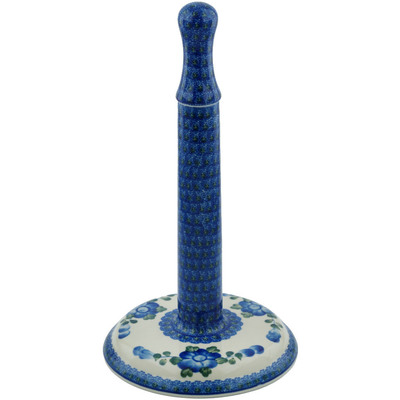 Polish Pottery Paper Towel Stand 13&quot; Blue Poppies