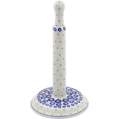 Polish Pottery Paper Towel Stand 13&quot; Blue Zinnia