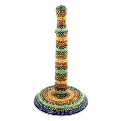 Polish Pottery Paper Towel Stand 13&quot; Braided Rug