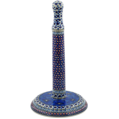 Polish Pottery Paper Towel Stand 13&quot; Cobalt Poppies UNIKAT