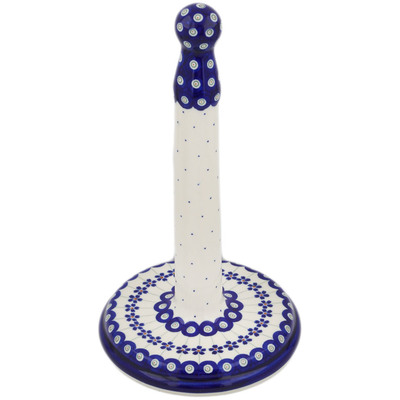 Polish Pottery Paper Towel Stand 13&quot; Flowering Peacock