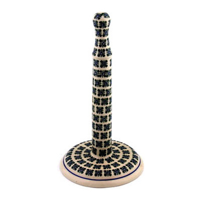 Polish Pottery Paper Towel Stand 13&quot; Four Square Dots