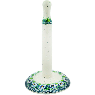 Polish Pottery Paper Towel Stand 13&quot; Green Flora