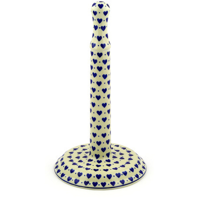 Polish Pottery Paper Towel Stand 13&quot; Hearts Delight