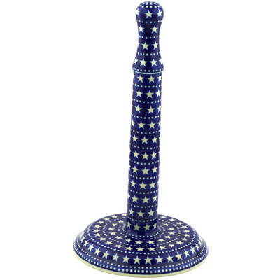 Polish Pottery Paper Towel Stand 13&quot; Midnight Stars
