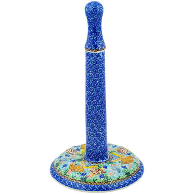 Polish Pottery Paper Towel Stand 13&quot; Ocean Whisper UNIKAT