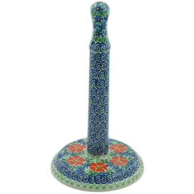 Polish Pottery Paper Towel Stand 13&quot; Red Poppy Delight UNIKAT