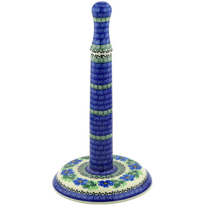 Polish Pottery Paper Towel Stand 13&quot; Scarlet Pimpernel Flower