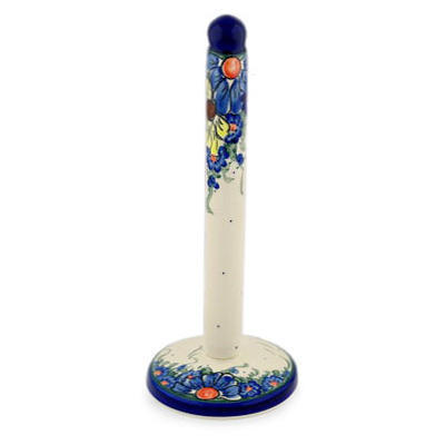 Polish Pottery Paper Towel Stand 13&quot; Summertime Blues UNIKAT