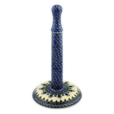 Polish Pottery Paper Towel Stand 13&quot; Texas Bluebell