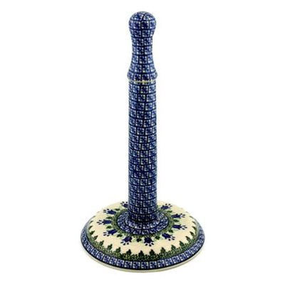 Polish Pottery Paper Towel Stand 13&quot; Texas Bluebell