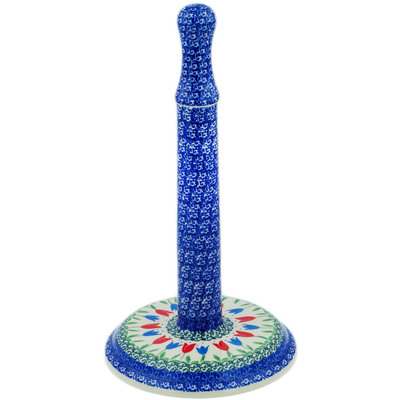 Polish Pottery Paper Towel Stand 13&quot; Tulip Fever