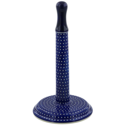 Polish Pottery Paper Towel Stand 13&quot; White Polka Dot UNIKAT