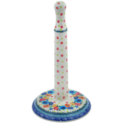 Polish Pottery Paper Towel Stand 13&quot; Wreath Of Life UNIKAT