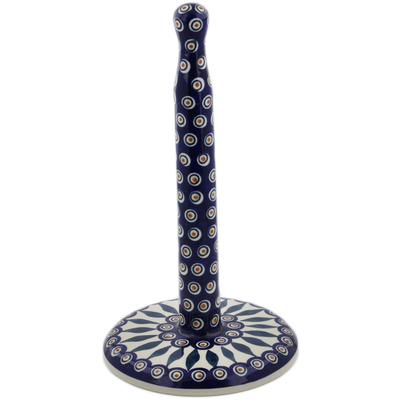 Polish Pottery Paper Towel Stand 14&quot; Peacock