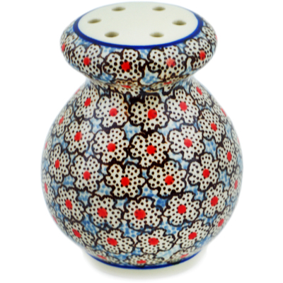 Polish Pottery Parmesan Shaker 4&quot; Black Daisies UNIKAT