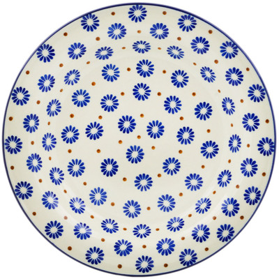 Polish Pottery Pasta Bowl 10&quot; Aster Polka Dot