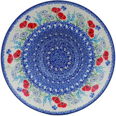 Polish Pottery Pasta Bowl 10&quot; Poppy Happiness