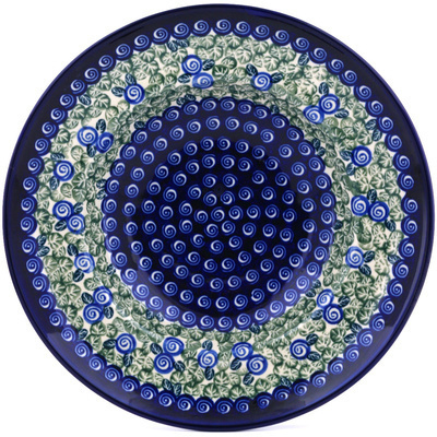 Polish Pottery Pasta Bowl 11&quot; Blueberry Swirl