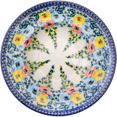 Polish Pottery Pasta Bowl 11&quot; Pastel Blooms UNIKAT