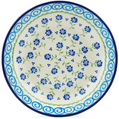 Polish Pottery Pasta Bowl 8&quot; Blue Bursts