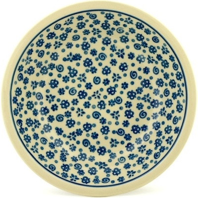 Polish Pottery Pasta Bowl 8&quot; Blue Confetti