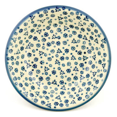 Polish Pottery Pasta Bowl 8&quot; Blue Confetti