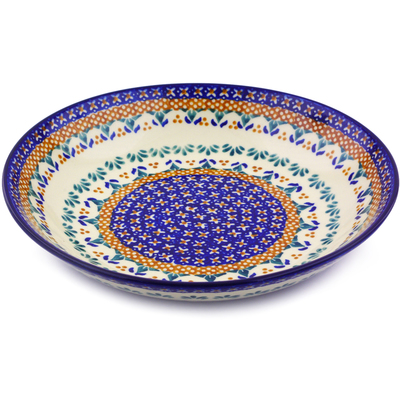 Polish Pottery Pasta Bowl 8&quot; Blue Cress