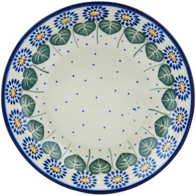 Polish Pottery Pasta Bowl 8&quot; Blue Daisies