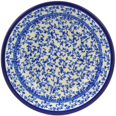 Polish Pottery Pasta Bowl 8&quot; Blue Floral Lace