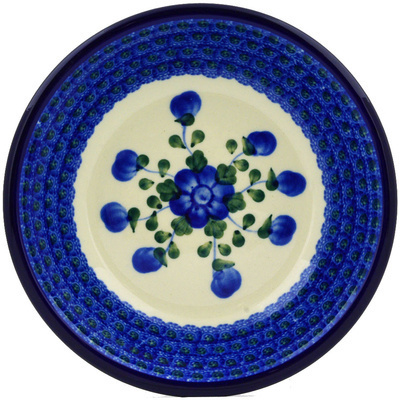 Polish Pottery Pasta Bowl 8&quot; Blue Poppies