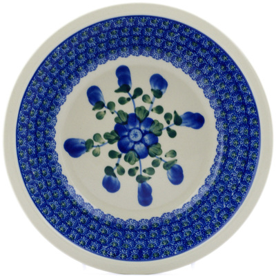 Polish Pottery Pasta Bowl 8&quot; Blue Poppies