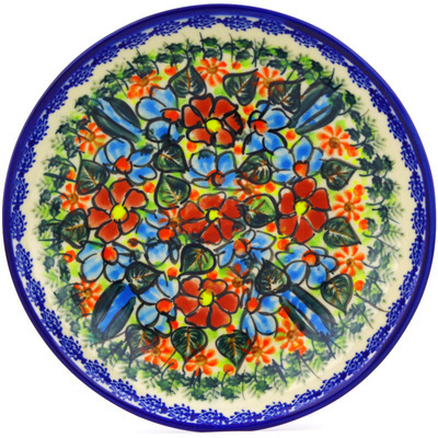 Polish Pottery Pasta Bowl 8&quot; Bold Poppies UNIKAT