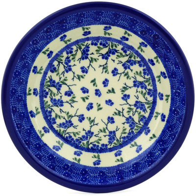 Polish Pottery Pasta Bowl 8&quot; Cascading Blue Blossoms