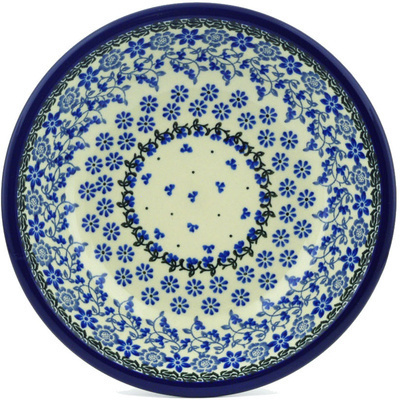Polish Pottery Pasta Bowl 8&quot; Daisy Blues