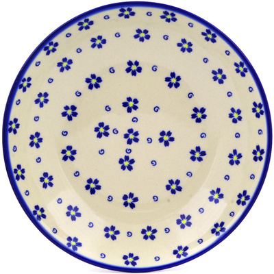 Polish Pottery Pasta Bowl 8&quot; Forget Me Not Swirls