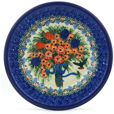 Polish Pottery Pasta Bowl 8&quot; Hummingbird Bouquet UNIKAT