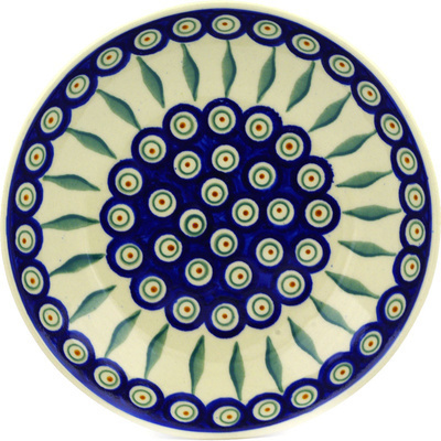 Polish Pottery Pasta Bowl 8&quot; Peacock