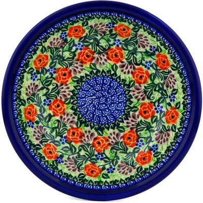 Polish Pottery Pasta Bowl 8&quot; Roses In Clover UNIKAT