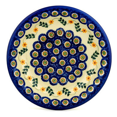 Polish Pottery Pasta Bowl 8&quot; Sunflower Peacock