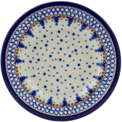 Polish Pottery Pasta Bowl 8&quot; Tree Farm Snowflake