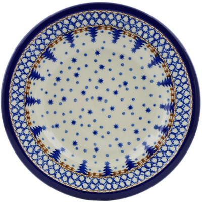 Polish Pottery Pasta Bowl 8&quot; Tree Farm Snowflake